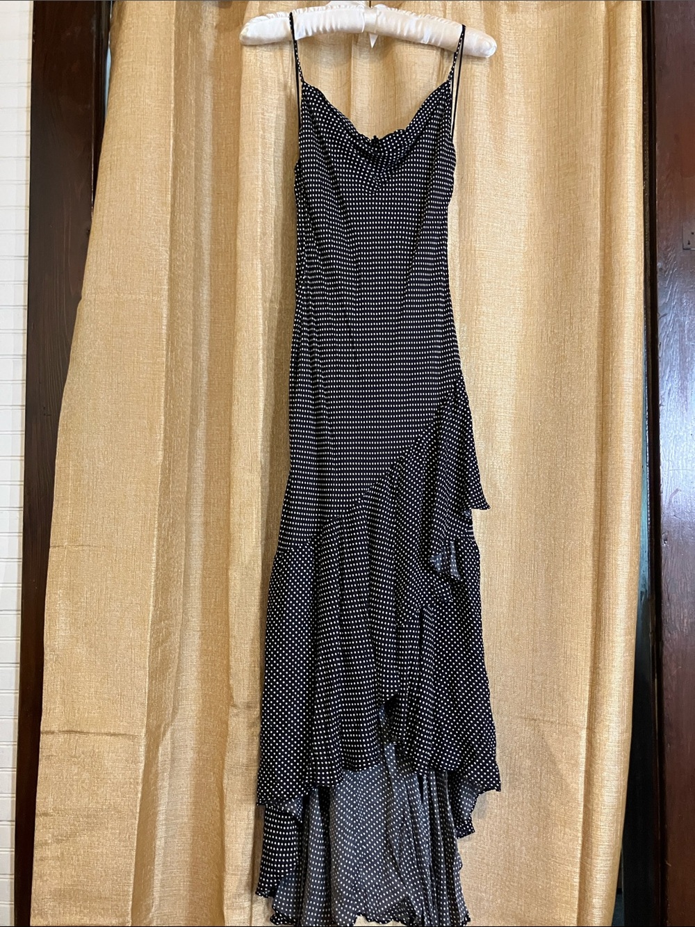 Alice + Olivia Black Polka Dot High-Low Slip Dress